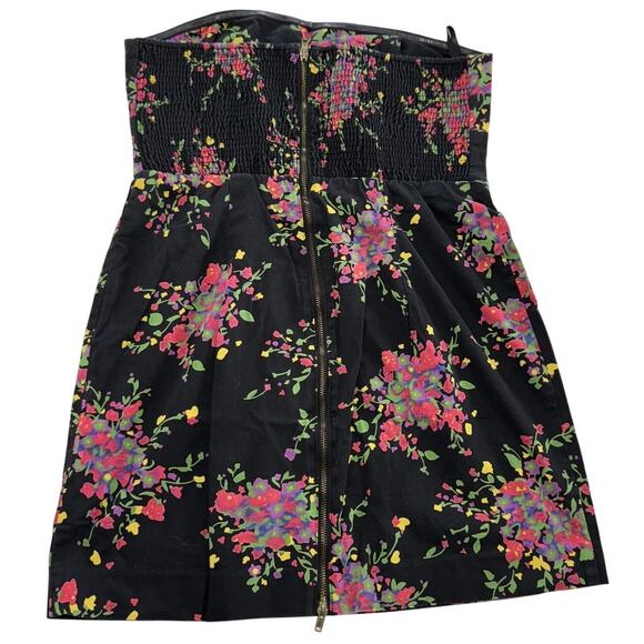 Free People Dress Womens Size 4 Black Poision Apple Floral Strapless Mini Y2K - Picture 3 of 10